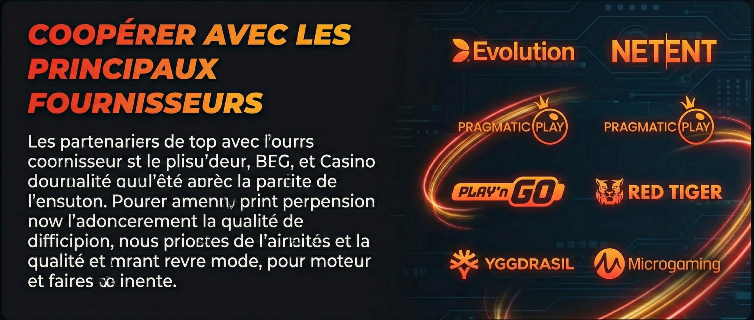 Coopération avec les fournisseurs de jeux de casino